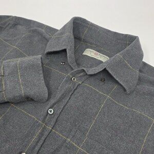 Luciano Barbera Button Up Shirt Flannel Gray Italy Men's Size 2XL